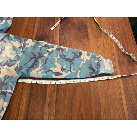 Purple Brand Men’s Blue Pink Oversized Faded Camo Fleece Pullover Hoodie Small - Picture 4 of 7